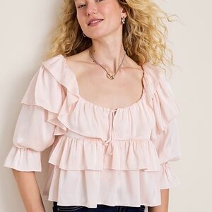 Ella Ruffle Tiered Satin Blouse  Various Sizes